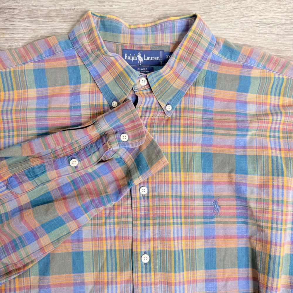 Ralph Lauren Blaire Plaid Button Down Shirt Men's XXL 100 Cotton Multi Color